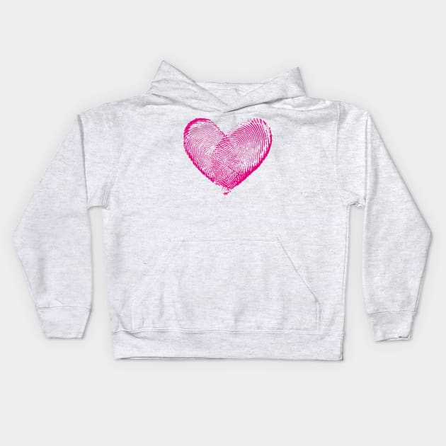 Fingerprint Heart Kids Hoodie by bunin